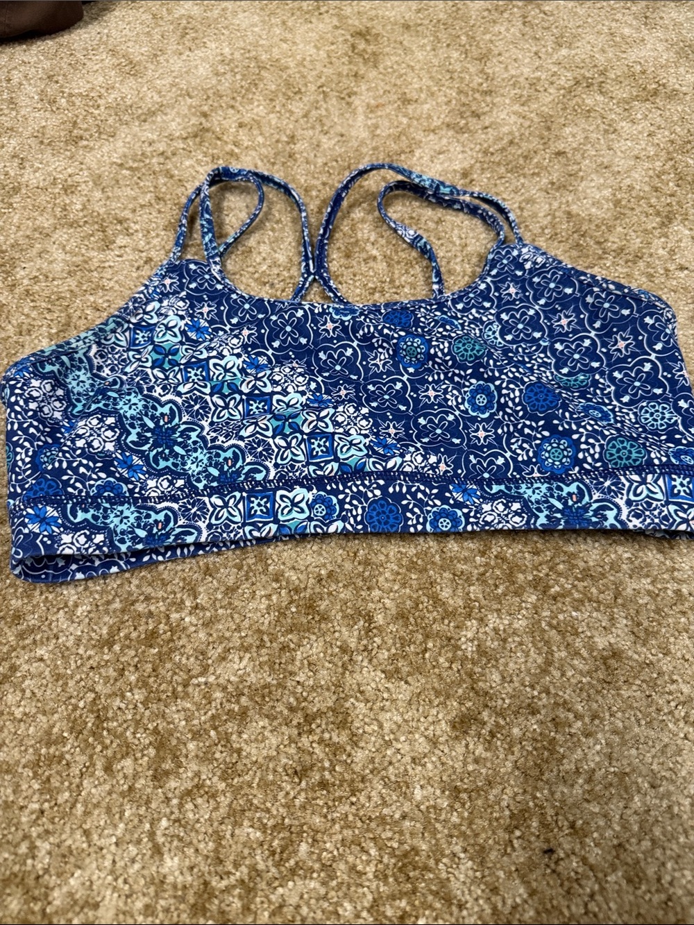 GAIAM Blue Mosaic-Print Women's Bikini Top